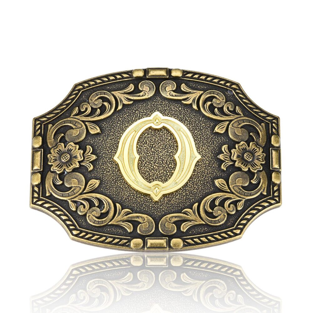 3712 Western Initial Letter ABC to XYZ Belt Buckle - Antique Golden Capital